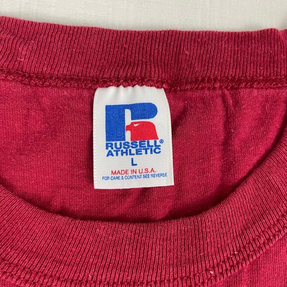VTG 90s Florida State Seminoles T-Shirt Red size L Russell Athletic MADE IN USA - Picture 4 of 7